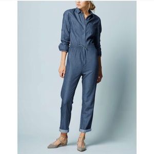 Boden Sophia Chambray Denim Long Sleeve Jumpsuit